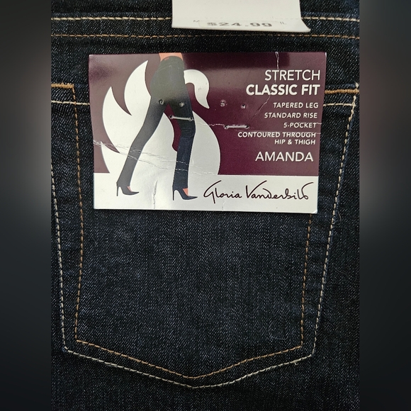 NWT - Vintage Gloria Vanderbilt Indigo Stretch Classic Amanda Jeans - Size 14 - Picture 7 of 8
